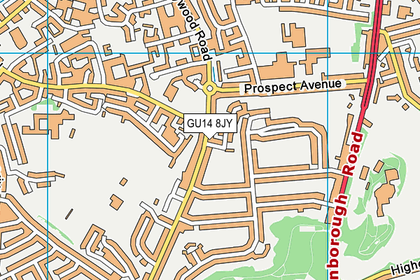 GU14 8JY map - OS VectorMap District (Ordnance Survey)