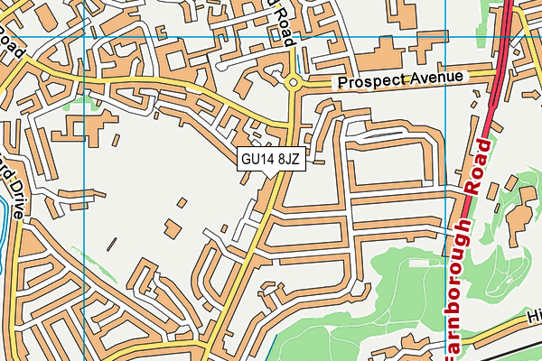 GU14 8JZ map - OS VectorMap District (Ordnance Survey)