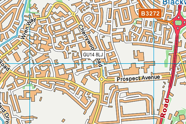 GU14 8LJ map - OS VectorMap District (Ordnance Survey)