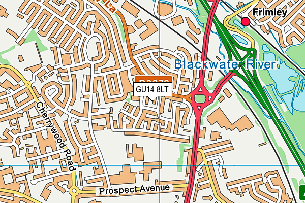 GU14 8LT map - OS VectorMap District (Ordnance Survey)