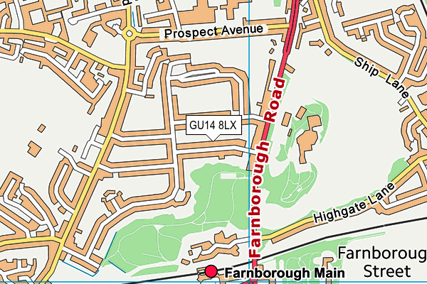 GU14 8LX map - OS VectorMap District (Ordnance Survey)