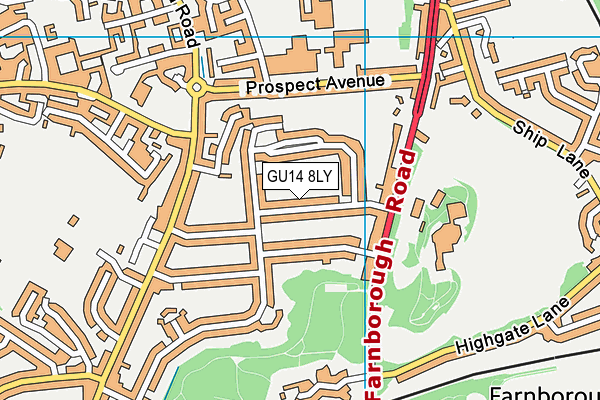 GU14 8LY map - OS VectorMap District (Ordnance Survey)