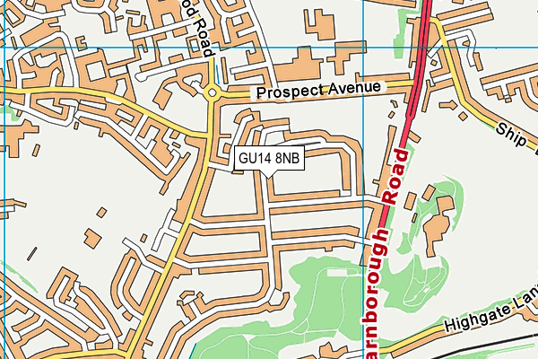 GU14 8NB map - OS VectorMap District (Ordnance Survey)