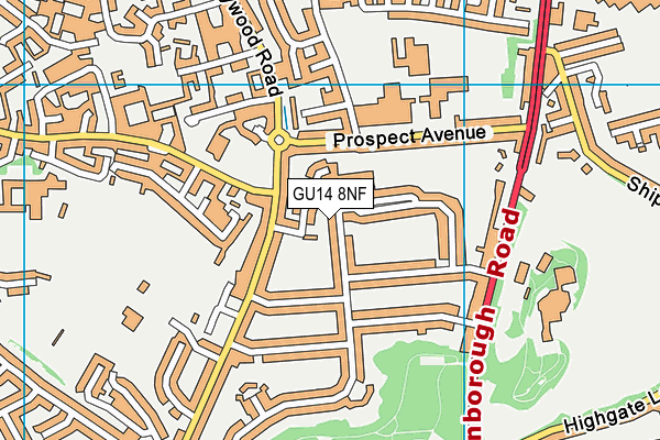 GU14 8NF map - OS VectorMap District (Ordnance Survey)