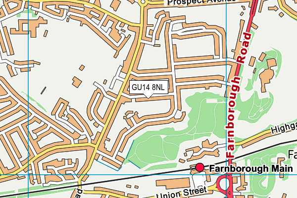 GU14 8NL map - OS VectorMap District (Ordnance Survey)