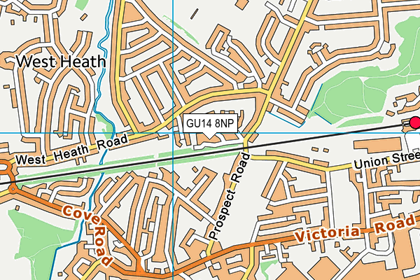 GU14 8NP map - OS VectorMap District (Ordnance Survey)