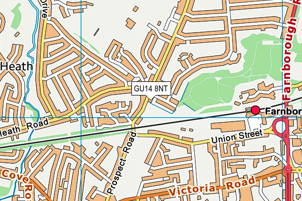 GU14 8NT map - OS VectorMap District (Ordnance Survey)