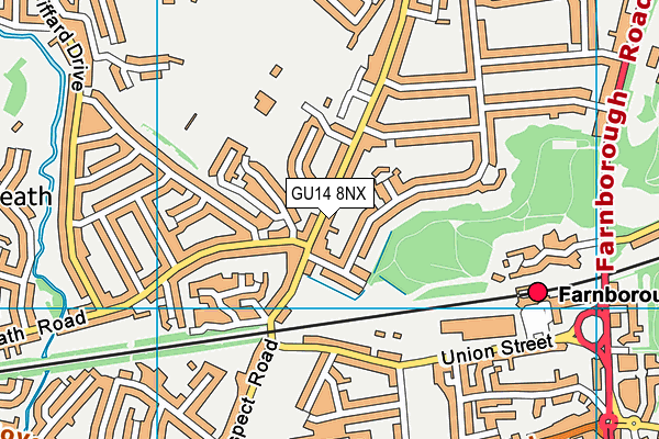 GU14 8NX map - OS VectorMap District (Ordnance Survey)