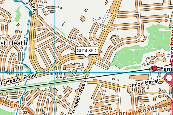 GU14 8PD map - OS VectorMap District (Ordnance Survey)