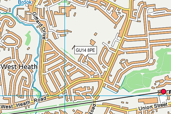 GU14 8PE map - OS VectorMap District (Ordnance Survey)