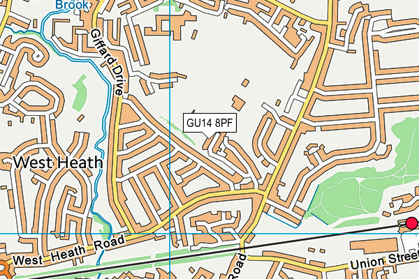 GU14 8PF map - OS VectorMap District (Ordnance Survey)