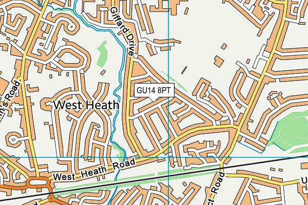 GU14 8PT map - OS VectorMap District (Ordnance Survey)