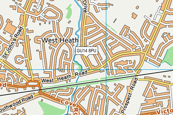 GU14 8PU map - OS VectorMap District (Ordnance Survey)