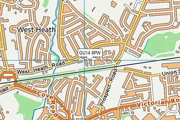 GU14 8PW map - OS VectorMap District (Ordnance Survey)