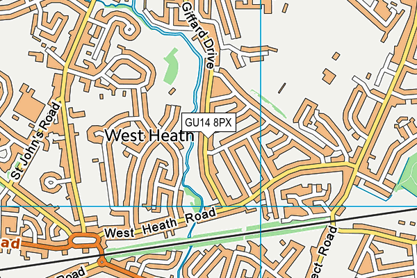 GU14 8PX map - OS VectorMap District (Ordnance Survey)