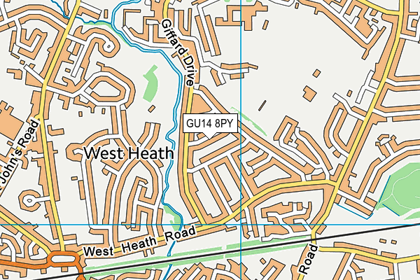 GU14 8PY map - OS VectorMap District (Ordnance Survey)