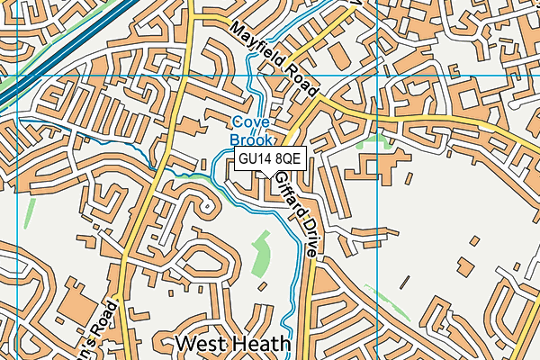 GU14 8QE map - OS VectorMap District (Ordnance Survey)