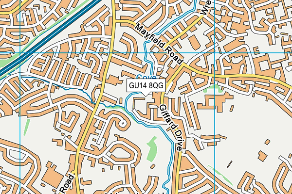GU14 8QG map - OS VectorMap District (Ordnance Survey)