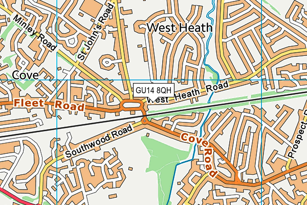 GU14 8QH map - OS VectorMap District (Ordnance Survey)