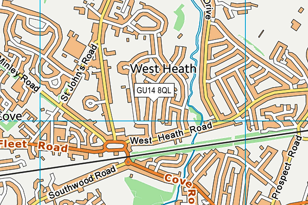 GU14 8QL map - OS VectorMap District (Ordnance Survey)