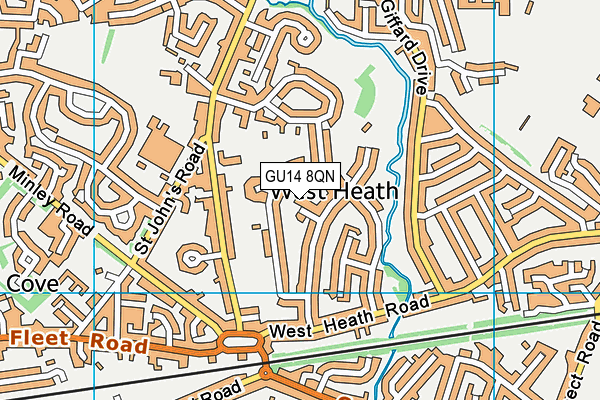 GU14 8QN map - OS VectorMap District (Ordnance Survey)