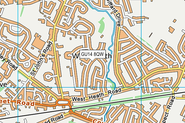 GU14 8QW map - OS VectorMap District (Ordnance Survey)