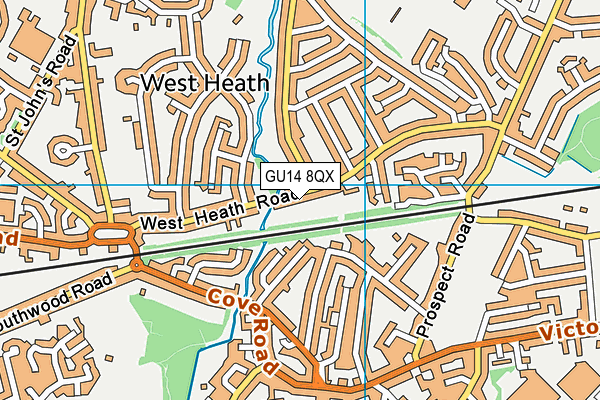 GU14 8QX map - OS VectorMap District (Ordnance Survey)