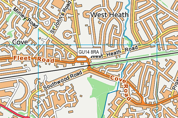 GU14 8RA map - OS VectorMap District (Ordnance Survey)