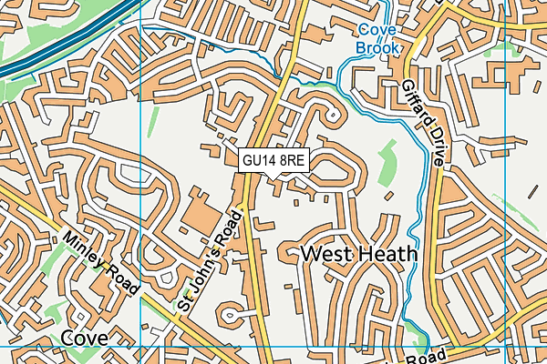 GU14 8RE map - OS VectorMap District (Ordnance Survey)
