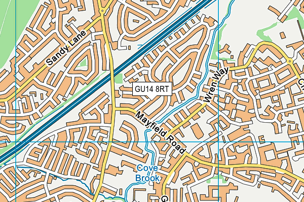 GU14 8RT map - OS VectorMap District (Ordnance Survey)