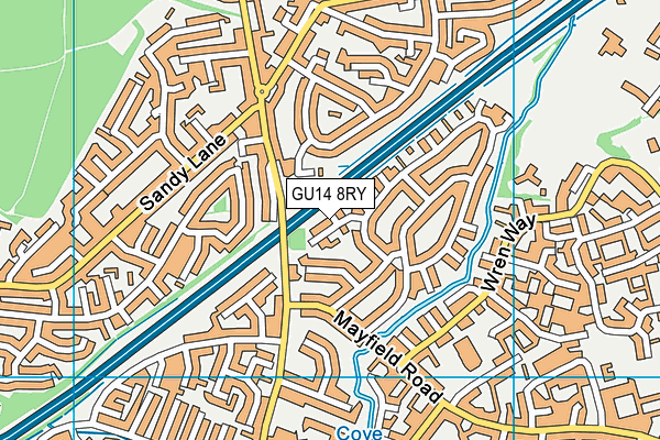 GU14 8RY map - OS VectorMap District (Ordnance Survey)