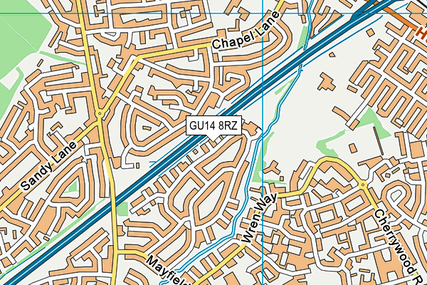 GU14 8RZ map - OS VectorMap District (Ordnance Survey)