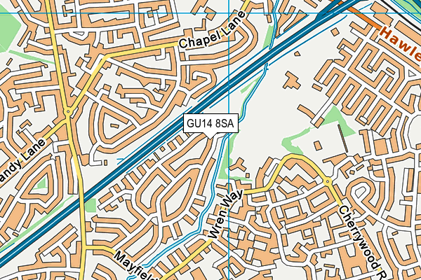 GU14 8SA map - OS VectorMap District (Ordnance Survey)