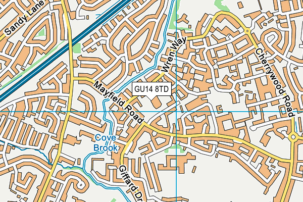 GU14 8TD map - OS VectorMap District (Ordnance Survey)