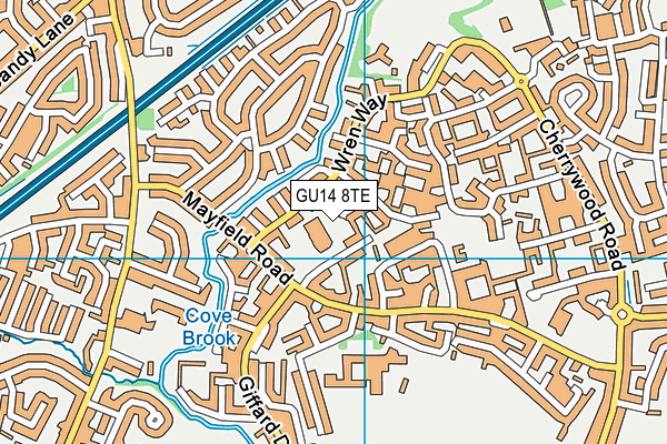 GU14 8TE map - OS VectorMap District (Ordnance Survey)