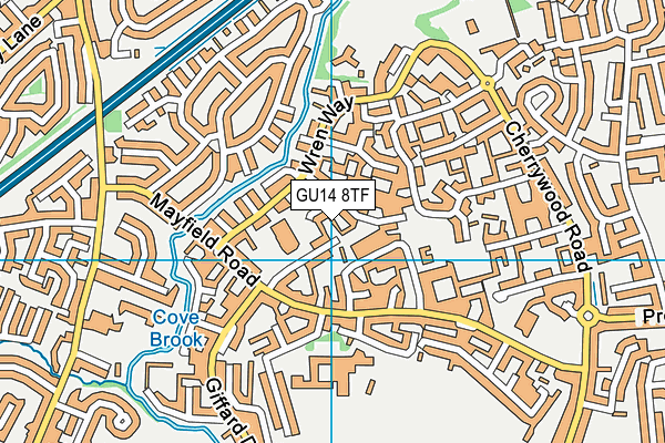 GU14 8TF map - OS VectorMap District (Ordnance Survey)