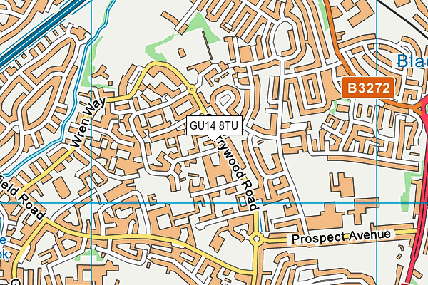 GU14 8TU map - OS VectorMap District (Ordnance Survey)