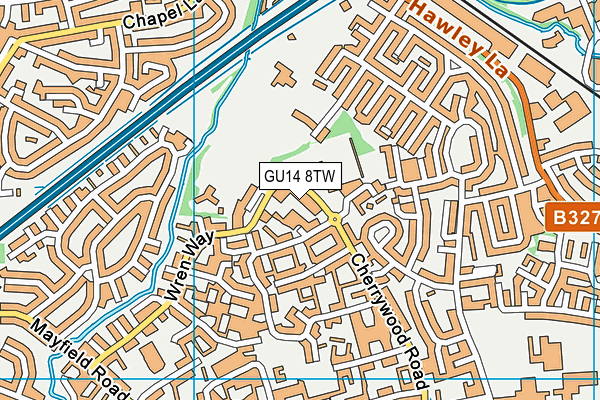 GU14 8TW map - OS VectorMap District (Ordnance Survey)