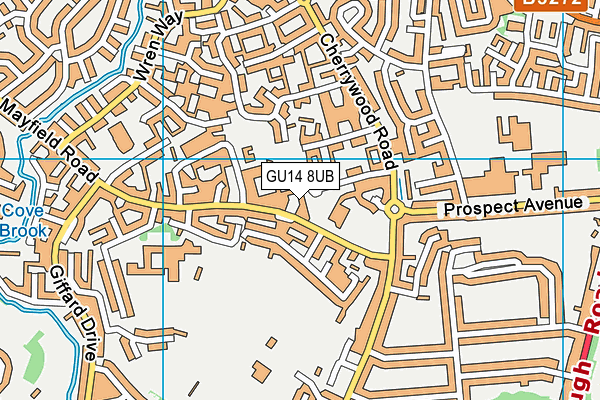 GU14 8UB map - OS VectorMap District (Ordnance Survey)