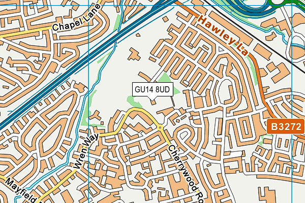GU14 8UD map - OS VectorMap District (Ordnance Survey)