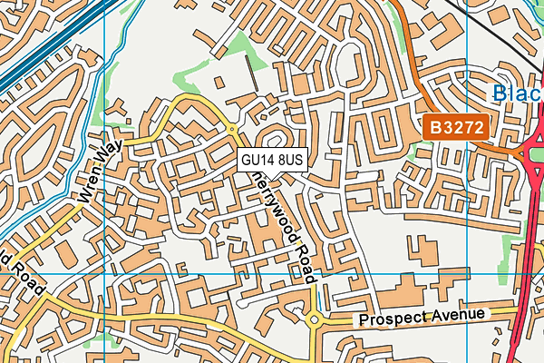 GU14 8US map - OS VectorMap District (Ordnance Survey)