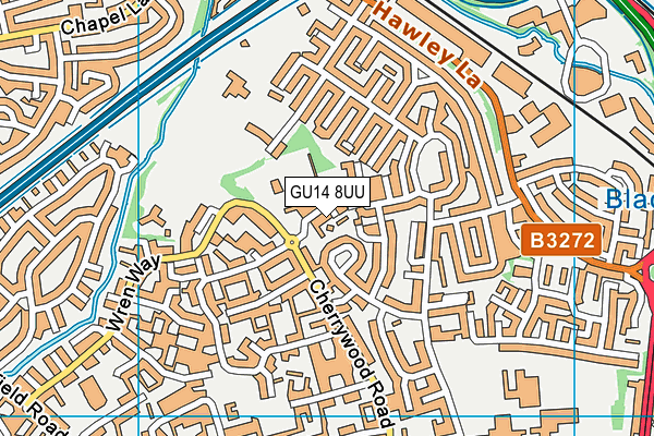 GU14 8UU map - OS VectorMap District (Ordnance Survey)