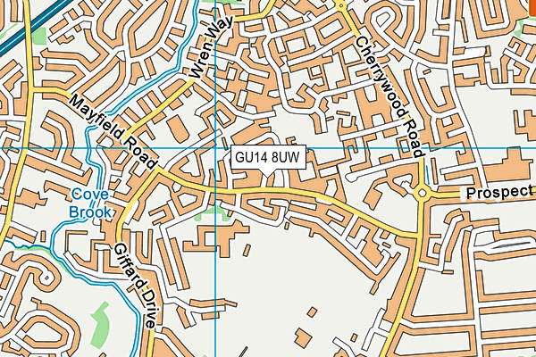 GU14 8UW map - OS VectorMap District (Ordnance Survey)