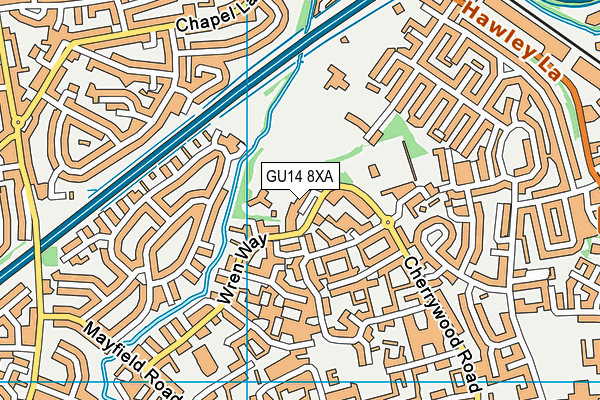 GU14 8XA map - OS VectorMap District (Ordnance Survey)