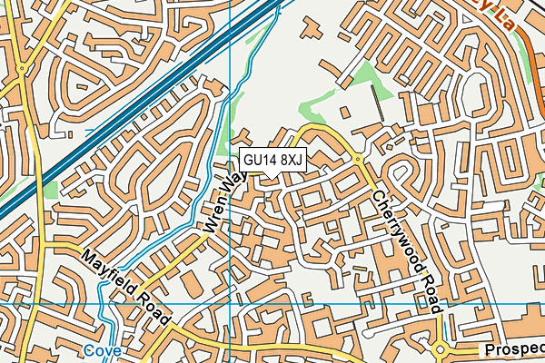 GU14 8XJ map - OS VectorMap District (Ordnance Survey)