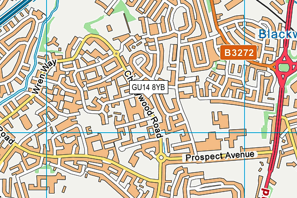 GU14 8YB map - OS VectorMap District (Ordnance Survey)