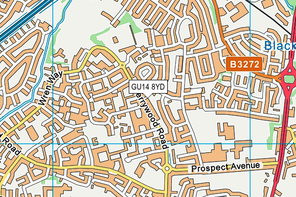 GU14 8YD map - OS VectorMap District (Ordnance Survey)