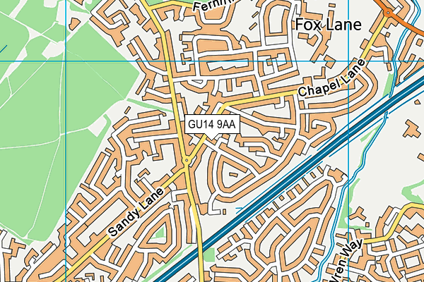 GU14 9AA map - OS VectorMap District (Ordnance Survey)