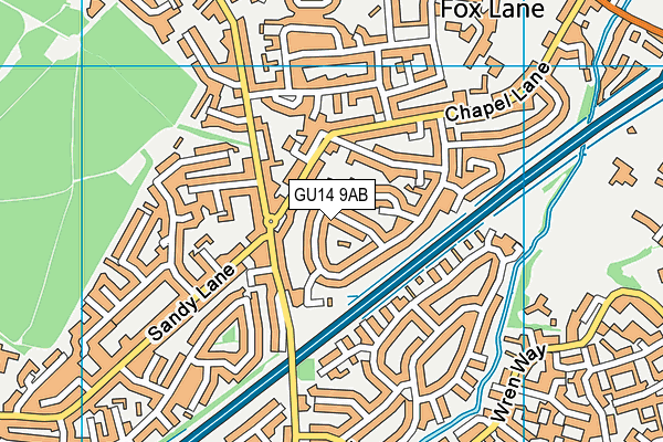GU14 9AB map - OS VectorMap District (Ordnance Survey)