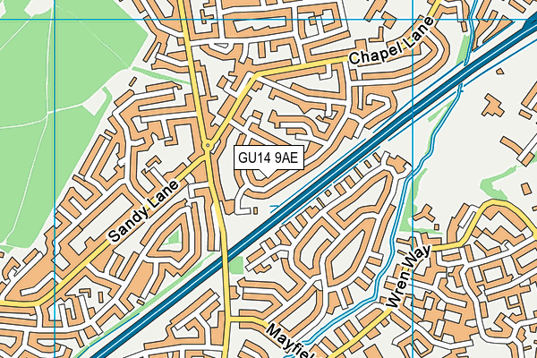 GU14 9AE map - OS VectorMap District (Ordnance Survey)
